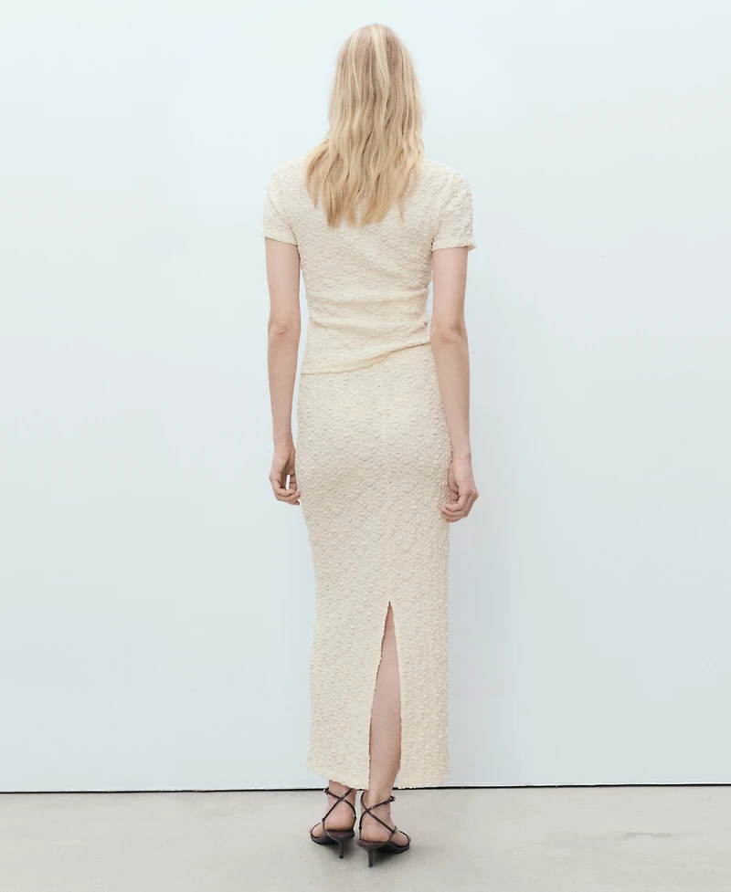 Mango Women's Textured Fitted Skirt
