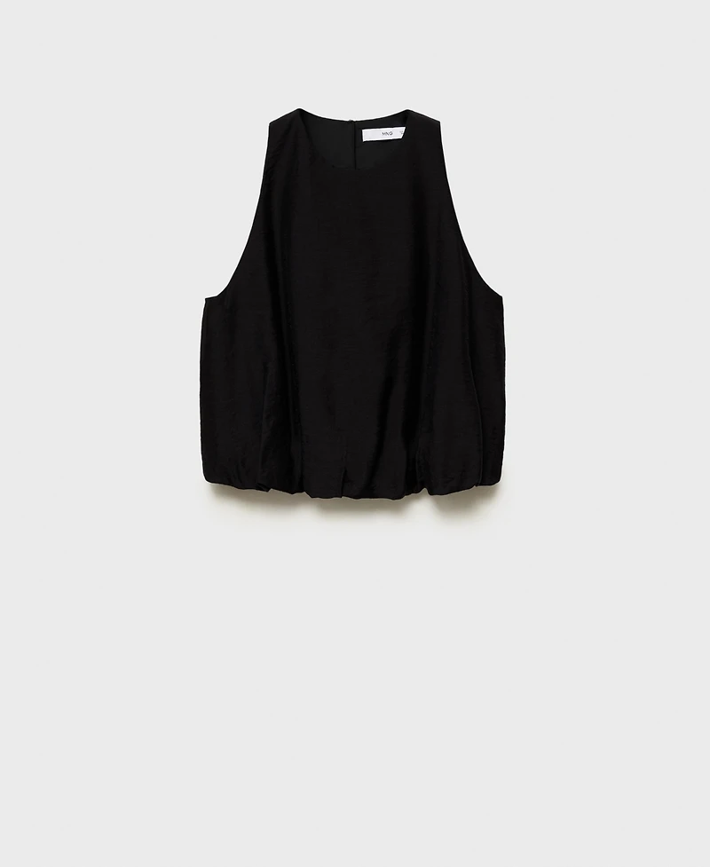 Mango Women's Puffed Hem Lyocell-Blend Top
