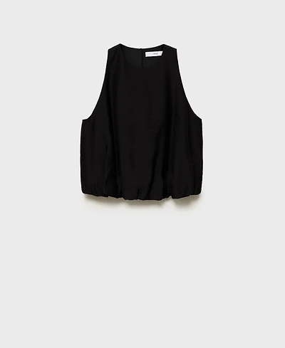 Mango Women's Puffed Hem Lyocell-Blend Top