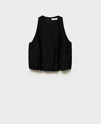 Mango Women's Puffed Hem Lyocell-Blend Top