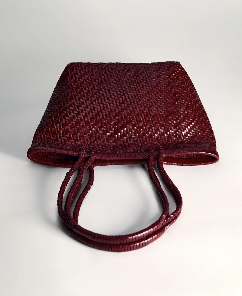 Mango Women's Braided Leather Shoulder Bag
