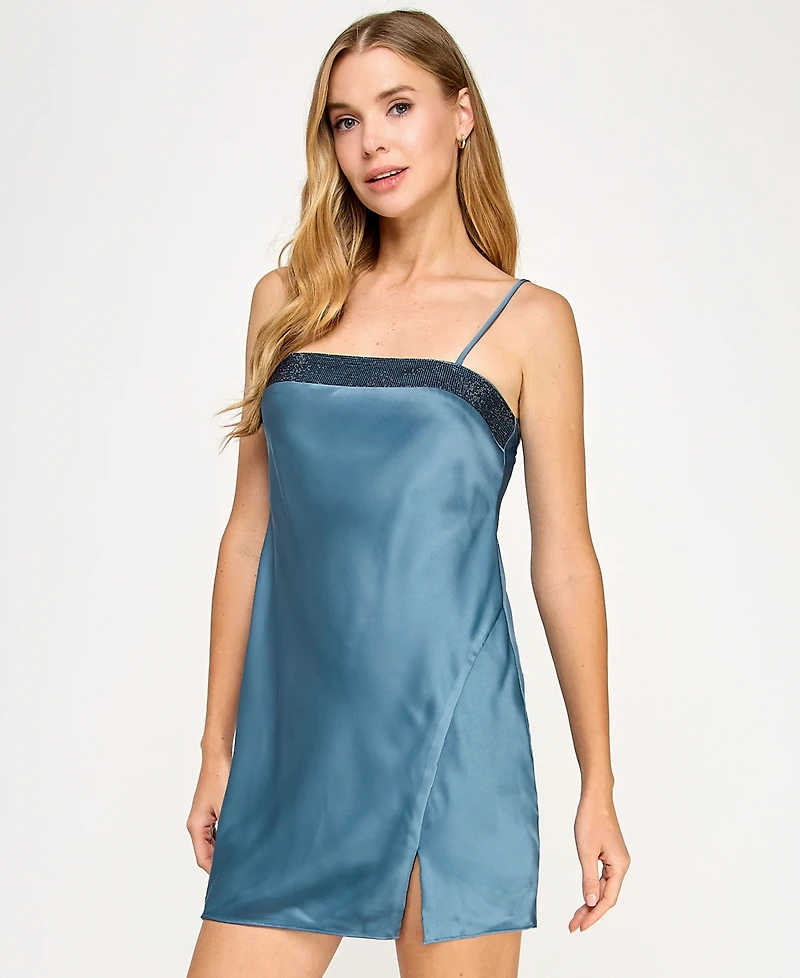Seni & Cade Juniors' Front Slit Skirt Short Dress