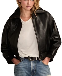 Lucky Brand Women's Exaggerated Collar Leather Jacket