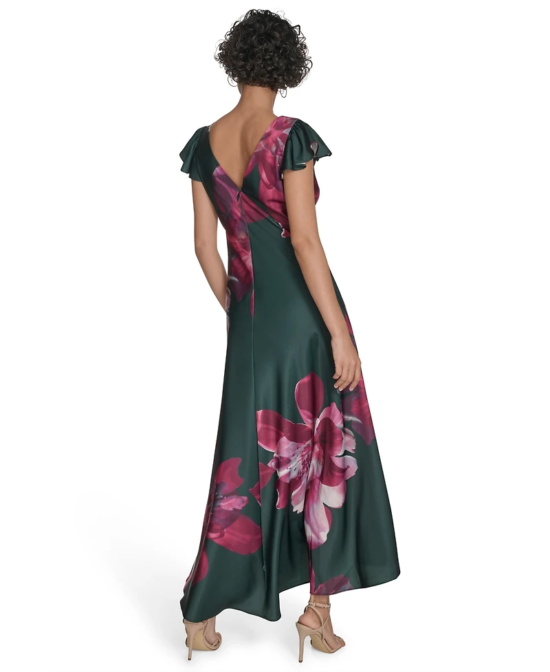 Calvin Klein Women's Flutter Sleeve Satin Midi Dress