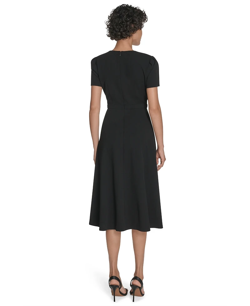 Calvin Klein Women's Short Sleeve Ruched Midi Dress
