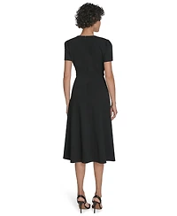 Calvin Klein Women's Short Sleeve Ruched Midi Dress