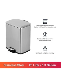 Mega Casa 5.3 Gal./20 Liter Rectangular Stainless Steel step-on Trash Can for kitchen
