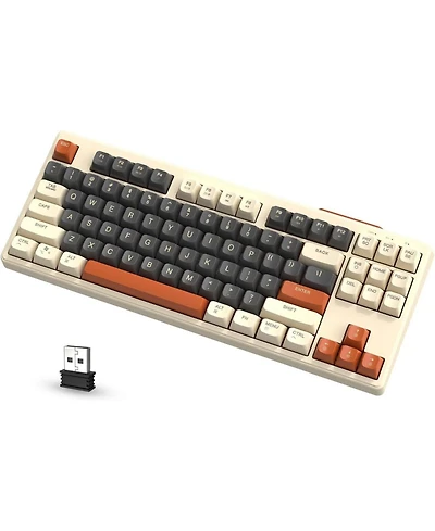 risokeys Wireless Keyboard and Mouse Combo, Full-Sized Colorful Typewriter Keyboard with Retro Round Keycaps, 2.4G Cordless Connection for Pc/Laptop/C