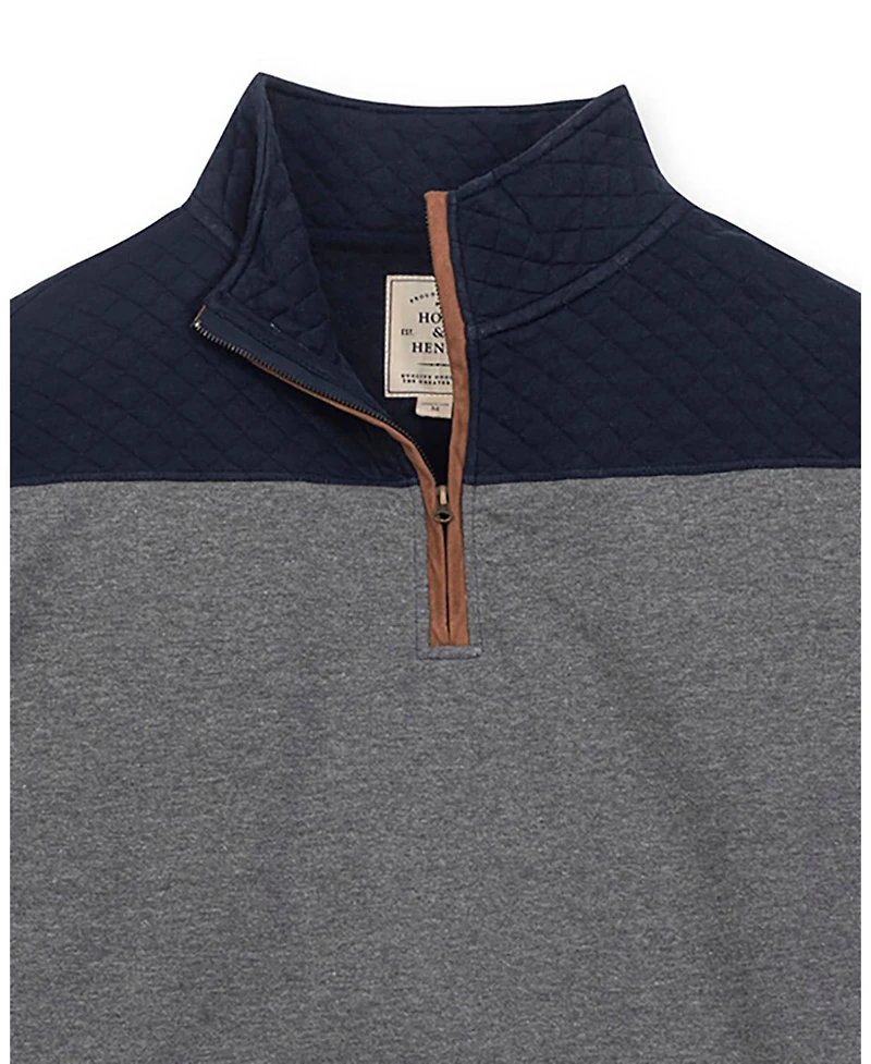 Hope & Henry Men's Organic French Terry Half Zip Pullover with Quilted Yoke