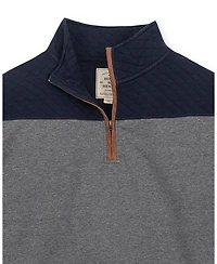Hope & Henry Men's Organic French Terry Half Zip Pullover with Quilted Yoke