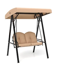 Costway 2-Person Outdoor Porch Swing Loveseat with A-Shaped Metal Stand