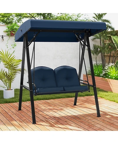 Costway 2-Person Outdoor Porch Swing Loveseat with A-Shaped Metal Stand