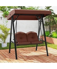 Costway 2-Person Outdoor Porch Swing Loveseat with A-Shaped Metal Stand