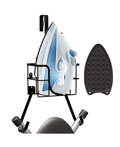 Ironing Board Holder Wall Mount & Over the Door Hanger, Laundry Room Storage & Organization Space Saving, Iron & Ironing Board Hanger T&V Shaped, Blac