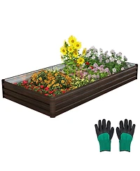 Gymax 8 x 4 x 1 ft Large Outdoor Metal Planter Box for Vegetable Fruit Herb Flower