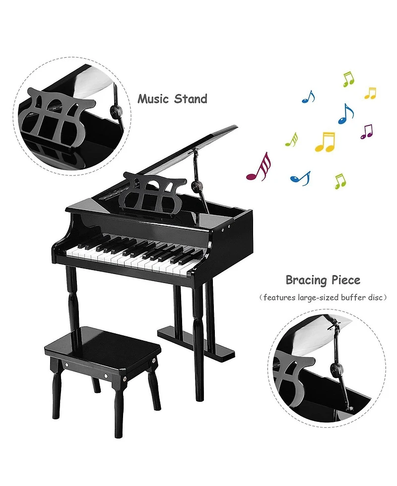 Akiudex Kids Classical Piano Set with 30 Keys Music Stand and Stool