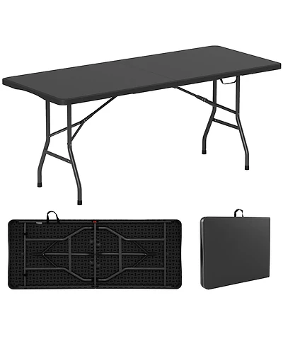 6 Feet Portable Folding Table 350 lbs Capacity Fold-in-Half with Hdpe Tabletop