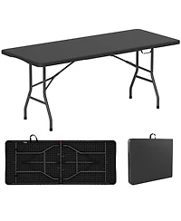 6 Feet Portable Folding Table 350 lbs Capacity Fold-in-Half with Hdpe Tabletop