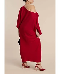 Eloquii Women's Plus Exaggerated Sleeve Draped Maxi Dress