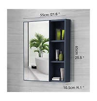 Vanirror 24-30" Blue Mirrored Medicine Cabinet - Wall-Mounted Bathroom Storage with Adjustable Shelf