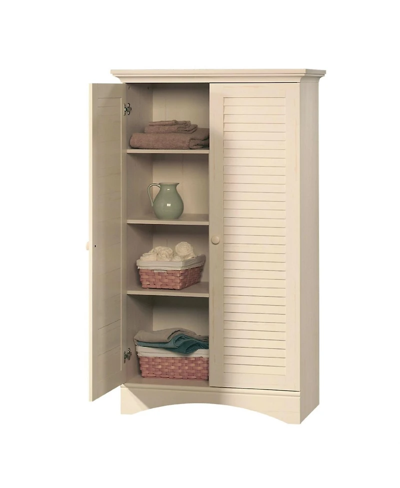 Slickblue Louvered 2-Door Storage Cabinet Armoire for Bedroom or Bathroom Organization