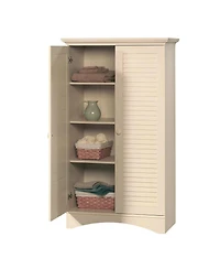 Slickblue Louvered 2-Door Storage Cabinet Armoire for Bedroom or Bathroom Organization