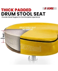 5 Core Drum Throne 4" Padded Guitar Stool Drummer Chair Adjustable Musician Seat