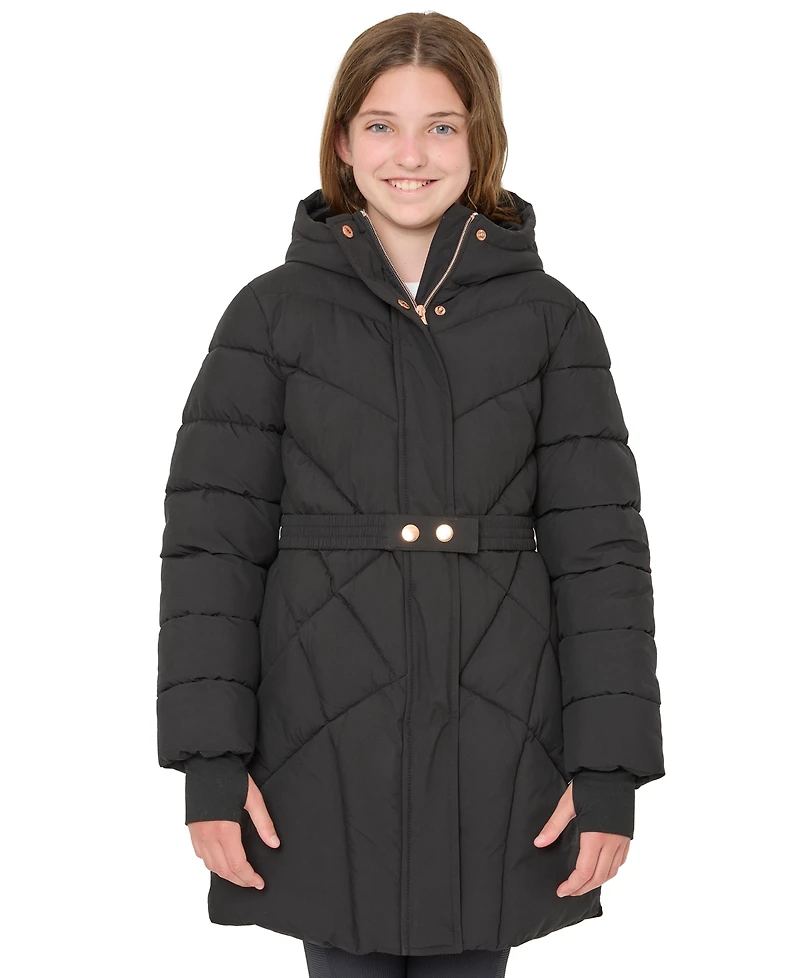 Sam Edelman Big Girls Quilted Belted Stadium Jacket