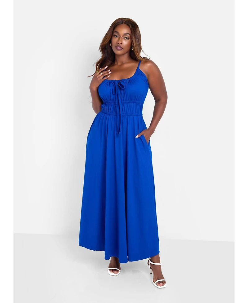 Rebdolls Women's Peasant Top Blue Maxi Skater Dress for Women