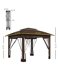 Outsunny 12' x 12' Outdoor Pop-Up Tent Canopy W/ Mesh Sidewalls and Bag,