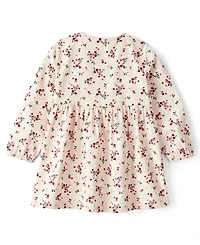 Carter's Toddler Girls Floral Print Corduroy Long-Sleeve Dress