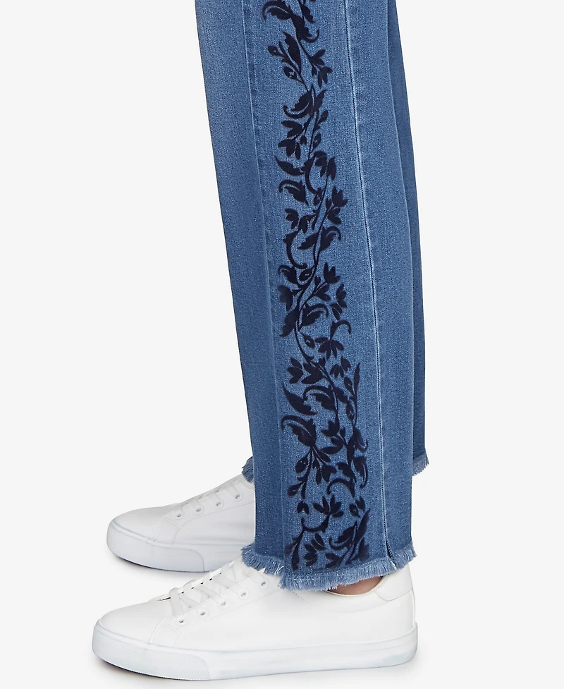 Ruby Rd. Petite Flocked Bootcut Ankle Jeans