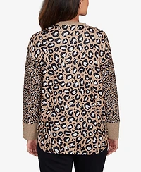 Ruby Rd. Petite Trimmed Cozy Animal Print Sweater
