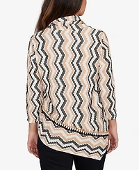 Ruby Rd. Petite Cowl Neck Zigzig Textured Knit Top