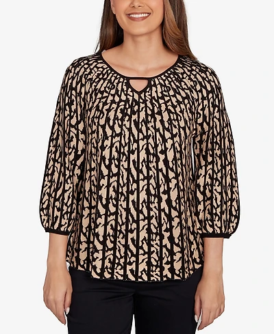 Ruby Rd. Petite Gored Texture Animal Print Sweater