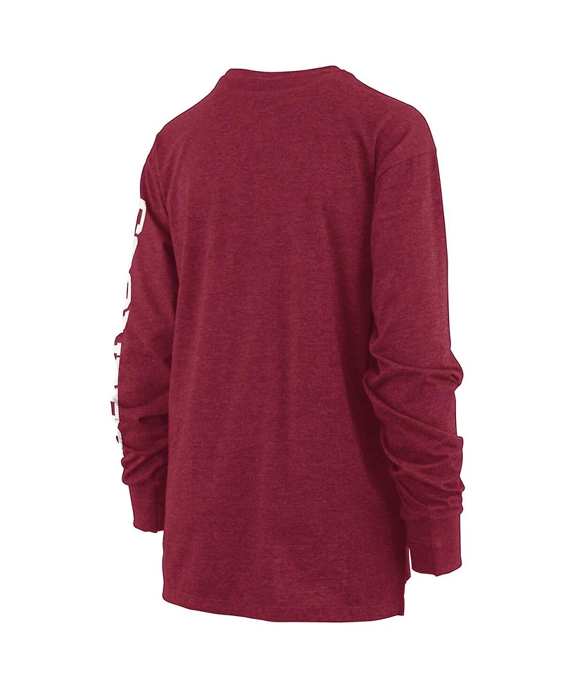 Pressbox Women's Heathered Crimson Oklahoma Sooners Two-Hit Canyon Long Sleeve T-Shirt
