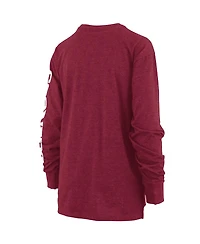Pressbox Women's Heathered Crimson Oklahoma Sooners Two-Hit Canyon Long Sleeve T-Shirt