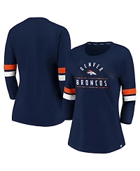 Fanatics Women's Navy/Orange Denver Broncos Iconic Stripe 3/4 Sleeve T-Shirt