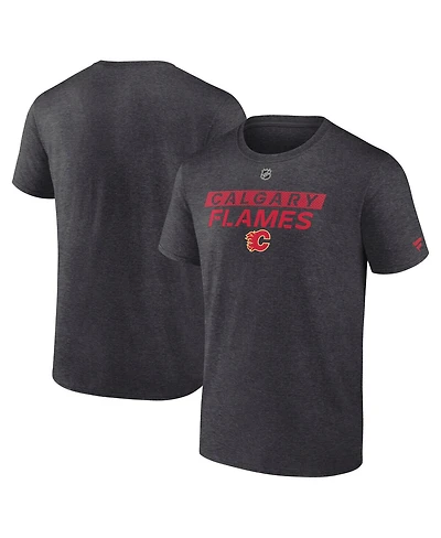 Fanatics Men's Heather Charcoal Calgary Flames Authentic Pro Core Primary T-Shirt