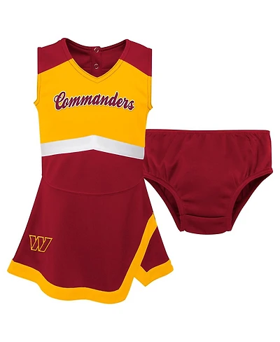 Outerstuff Girls Toddler Burgundy Washington Commanders Cheer Captain Dress with Bloomers