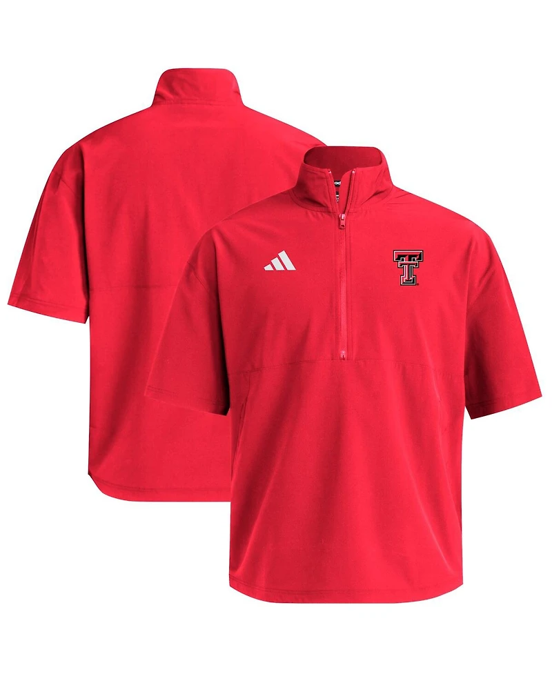 Adidas Men's Red Texas Tech Raiders Woven Quarter-Zip Short Sleeve Pullover