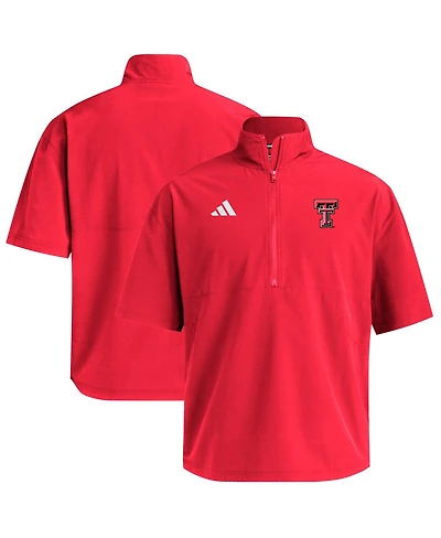Adidas Men's Red Texas Tech Raiders Woven Quarter-Zip Short Sleeve Pullover