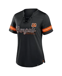 Fanatics Women's Black Cincinnati Bengals Play Script Lace-Up T-Shirt