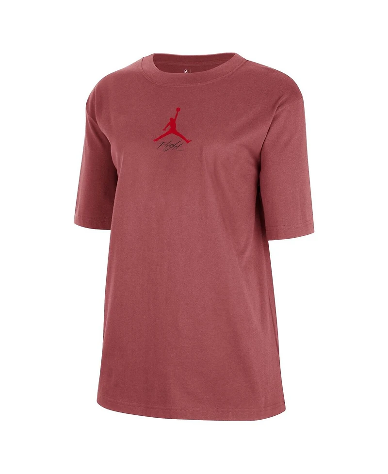 Jordan Women's Red Atlanta Hawks Courtside Statement Edition Boyfriend T-Shirt