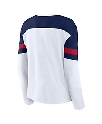 Fanatics Women's White/Navy Montreal Canadiens Frozen Long Sleeve Notch Neck T-Shirt