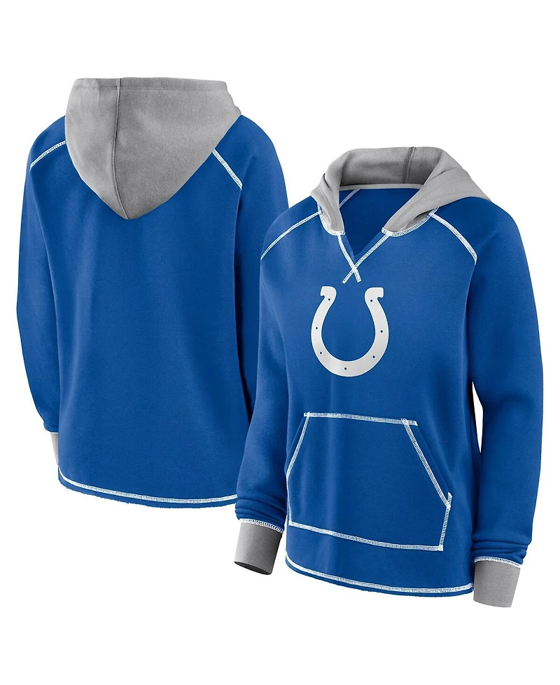 Logo Athletic Women's Royal Indianapolis Colts Boom Fleece Pullover V-Neck Hoodie