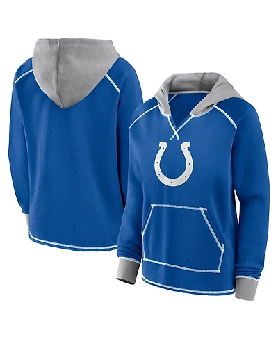 Logo Athletic Women's Royal Indianapolis Colts Boom Fleece Pullover V-Neck Hoodie