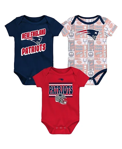 Outerstuff Baby Boys and Girls 3-Pack New England Patriots Play Day Bodysuit Set