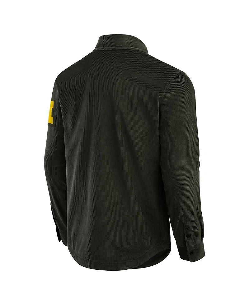 Fanatics Men's Olive Michigan Wolverines Corduroy Full-Button Shacket