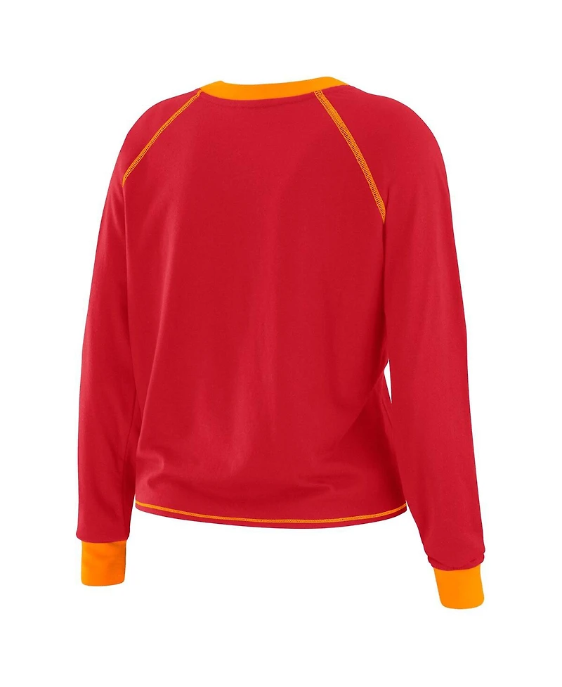 Wear by Erin Andrews Women's Red/Orange Tampa Bay Buccaneers Plus Size Tie-Front Long Sleeve Top